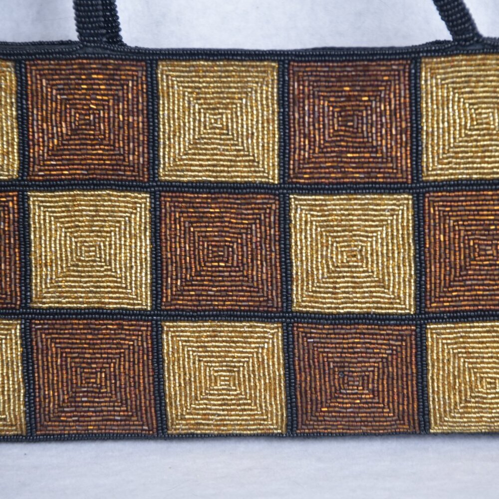 Vintage Beaded Rectangular Geometric Pattern W/Ex… - image 2